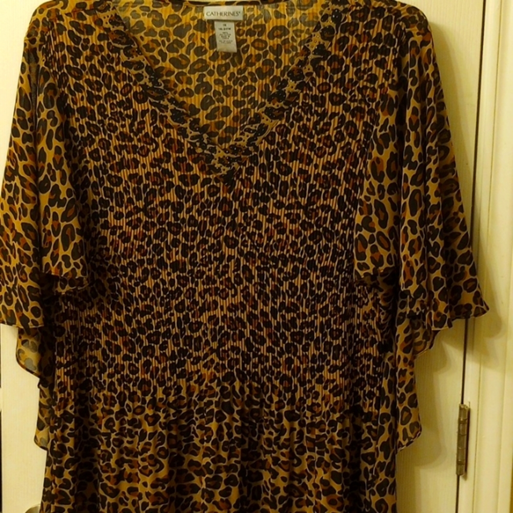 Leopard print sheer shirt from Catherine's
